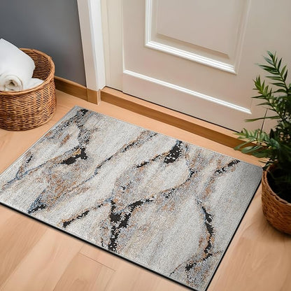 Rugshop Contemporary Gray Striated Area Rug Modern Rug for Entryway, Doormat, or Kitchen Easy to Clean, Durable, Kid & Pet Friendly 2' x 3'