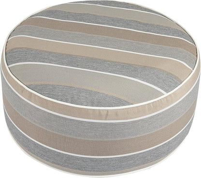 Inflatable Outdoor Ottoman with Air Pump,20"x9" Portable Patio Pouf,Water Resistant,Fade-Resistant,Round Blow Up Footrest Stools for Home Garden Camping Travel(Gray Stripe)
