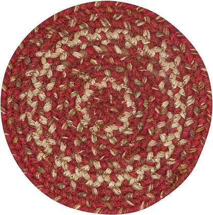 Homespice Apple Pie Jute Braided Trivets for Table, Warm Country Decor, Set of 3, Red 8" Round Heat Resistant Mats - Rich Colors, Easy to Clean, Durable and Protects Furniture
