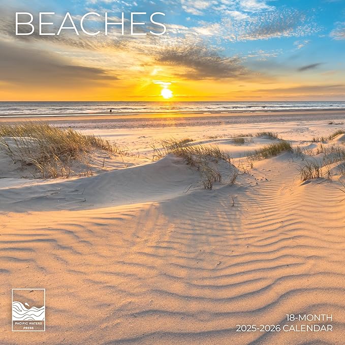 Beach Calendar 2026 | 12" x 24" Open | Giftable Paradise Calendar 2026 | Thick & Sturdy Paper for Planning | Pacific Waters Press (Beaches)