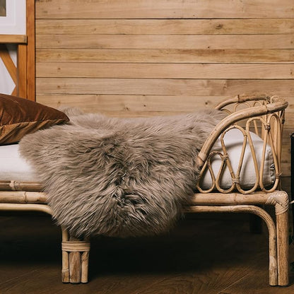 Real Sheepskin Rug 2x6 ft | Sheepskin Rugs for Living Room and Sofa | Bedside Rugs for Bedrooms | Large Fluffy Rug is Breathable & Heat-regulating in Color Light Brown