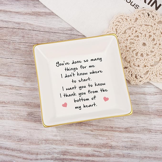 JoycuFF Thank You Gifts for Women Friends Teacher Coworker Retirement Gifts for Coworker Women Inspirational Ceramic Trinket Tray Farewell Gift for Colleague Leaving Job