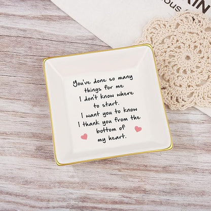 JoycuFF Thank You Gifts for Women Friends Teacher Coworker Retirement Gifts for Coworker Women Inspirational Ceramic Trinket Tray Farewell Gift for Colleague Leaving Job
