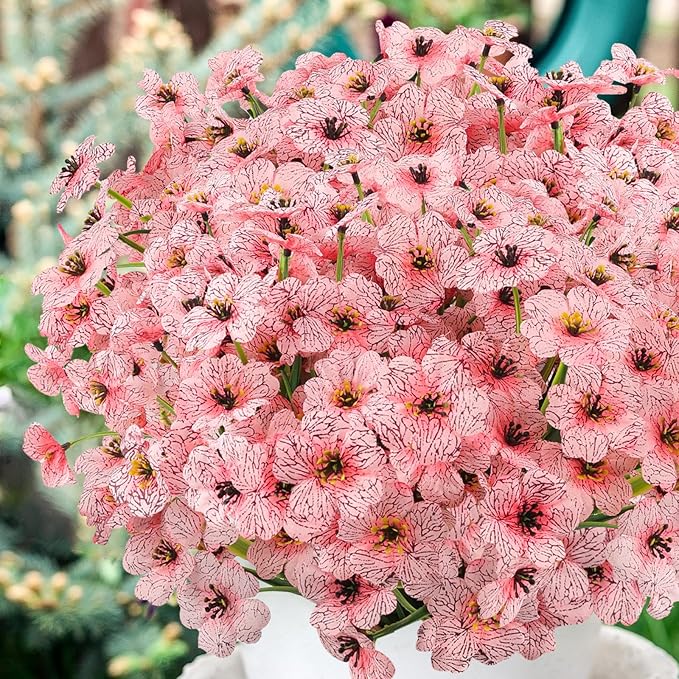 MACTING Artificial Flowers for Outdoors 6 Bundles Fake Spring Flowers UV Resistant No Fade Faux Plastic Flowers for Hanging Planters Window Patio Porch Yard Garden Indoor Outside Summer Decor(Pink)