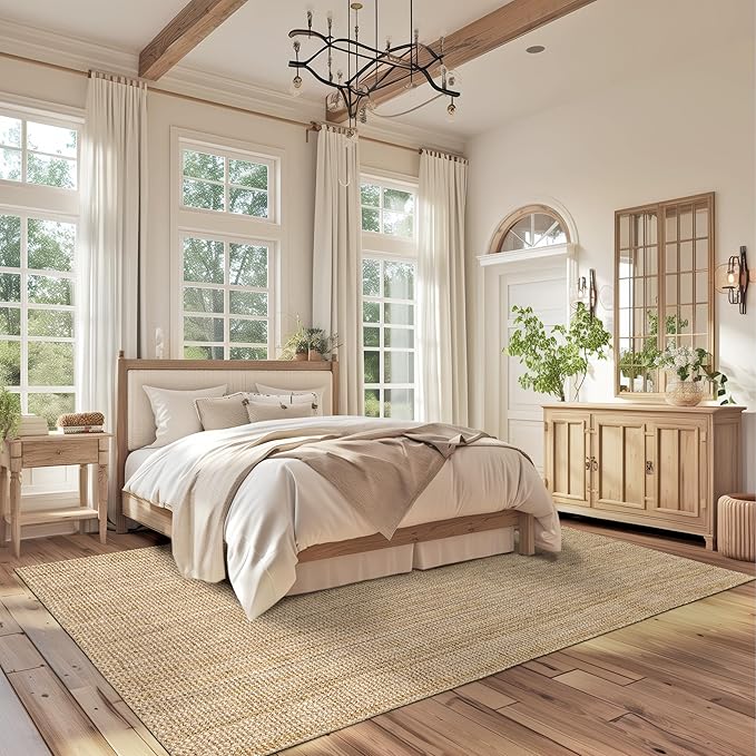 Nuloom Ashli Hand Woven, Natural, 2' 6" x 8', Farmhouse, Jute, Soft and Textured, High Traffic, Stain Resistant, Easy Clean, Durable Runner for Bedroom, Living Room, Dining Space, Den, Foyer, Entryway