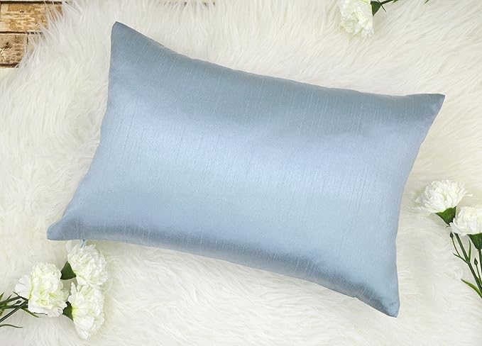 Aiking Home 12x18 Inches Faux Silk Rectangular Throw Pillow Cover, Zipper Closure, Slate (Set of 2)