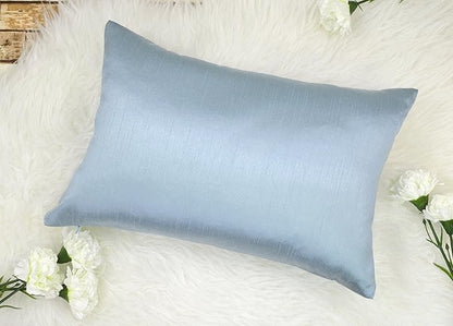 Aiking Home 12x18 Inches Faux Silk Rectangular Throw Pillow Cover, Zipper Closure, Slate (Set of 2)