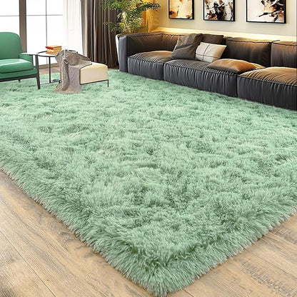 8x10 Large Area Rugs for Living Room, Ultra Fluffy Shag Rug for Bedroom, Modern Plush Soft Carpet for Girls Boys Kids Room Dorm Fuzzy Non Slip Rug for Home Decor Aesthetic, Sage Green