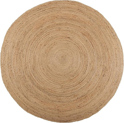 REDEARTH · Round Area Rug - Hand Woven Braided 100% Natural Jute - Artisan Made Reversible Boho Jute Rugs for Bedroom - Kitchen - Living Room - Farmhouse - Aesthetic Home Decor (8' Feet - Natural)