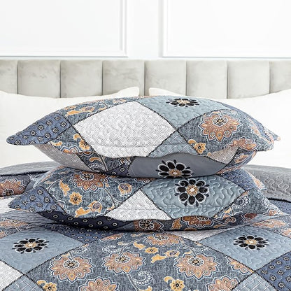 HoneiLife Queen Quilt Bedding Set - 3 Piece Microfiber Quilt Sets Reversible Bedspreads Rustic Coverlets for Queen Beds