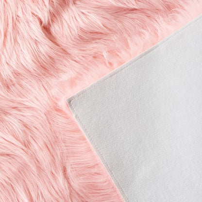 SAFAVIEH Faux Sheep Skin Collection 2'6" x 4' Pink FSS235G Silken Glam 2.35-inch Thick Accent Rug