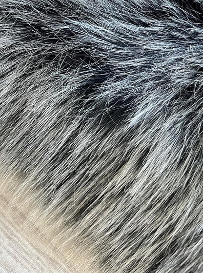 Free Shape Luxury Soft Fluffy Shag Area Rug Duo Decto 12 Pelts 6'x12', 180x360cm - Vegan Fur Ultra Soft Indoor Carpet Nursery Rugs for Bedroom Home Decor, Black with White Tips