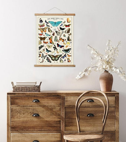 ABoby Vintage Butterfly Poster Hanger Frame, Boho Room Decor Aesthetic, Retro Style Wall Decor Art Painting, Ready to Hang