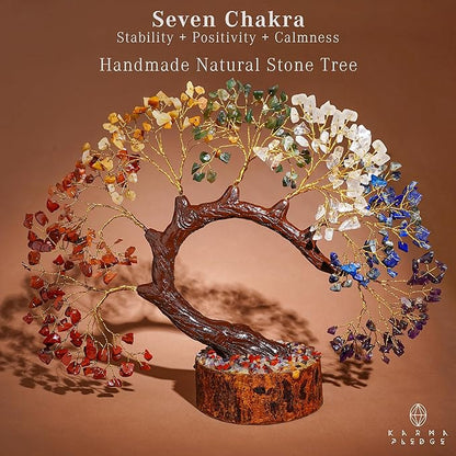 7 Chakra Crystal Tree of Life for Home, Office Desk Decor, Handmade Bonsai Trees for Positive Energy, Money, Good Luck Birthday Gifts for Women, Mom