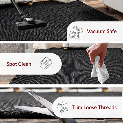 nuLOOM 10x14 Rigo Jute Hand Woven Area Rug, Black, Solid Farmhouse Design, Natural Fiber, For Bedroom, Living Room, Dining Room, Hallway, Office, Kitchen, Entryway