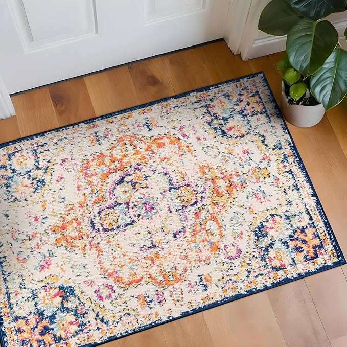 Rugshop Vintage Distressed Bohemian Area Rug for Living Room,Bedroom,Hallway Kitchen Entryway – Vibrant Multi-Color Tribal Design, 2'7" x 4'