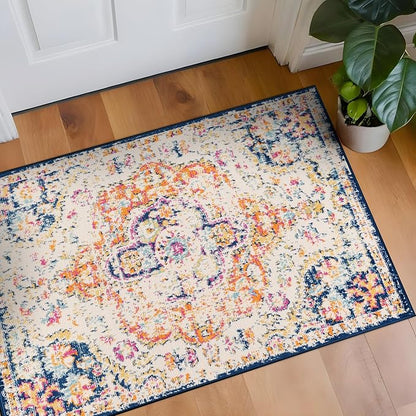 Rugshop Vintage Distressed Bohemian Area Rug for Living Room,Bedroom,Hallway Kitchen Entryway – Vibrant Multi-Color Tribal Design, 2'7" x 4'