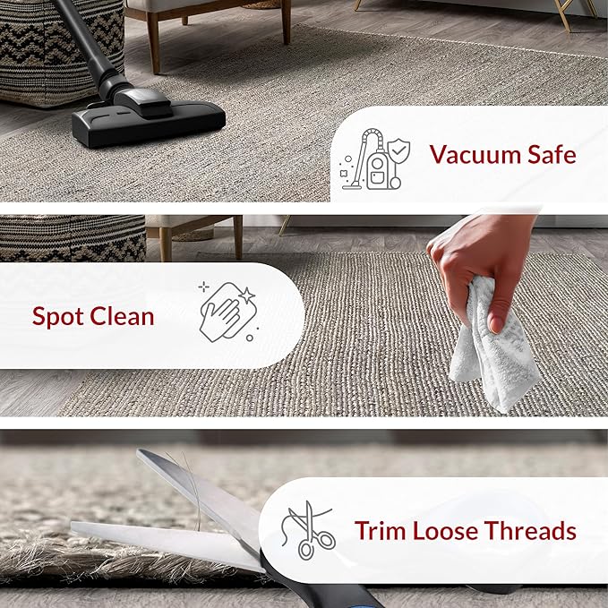 nuLOOM 9x12 Rigo Jute Hand Woven Area Rug, Grey, Solid Farmhouse Design, Natural Fiber, For Bedroom, Living Room, Dining Room, Hallway, Office, Kitchen, Entryway