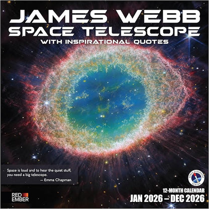 RED EMBER James Webb Space Telescope with Inspirational Quotes 2026 Wall Calendar 12 Month | 12" x 24" Open | Thick & Sturdy Paper | Holiday Gift | Science Space Calendar 2026