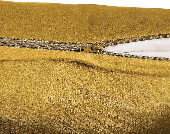 FY FIBER HOUSE Pack of 2 Velvet Throw Pillow Covers Decorative Pillowcase Soft Solid Cushion Cover, 18 x 18 Inch, Gold Yellow