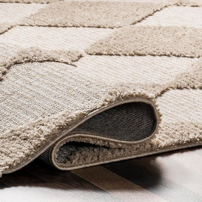 Nuloom Marissa Beige/Ivory, 6'7" x 9', Diamond, Tassel, Soft and Cozy, High Traffic, Stain Resistant, Easy Clean, Durable Area Rug for Bedroom, Living Room, Dining Space, Den, Foyer, Entryway