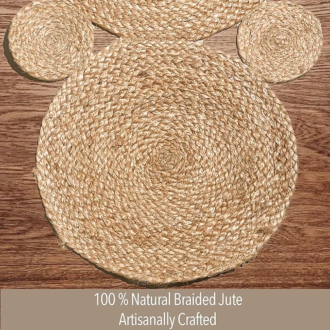 Chardin home Jute Braided Circles Table Runner, Boho, Artisanal Center Decor for Tables, Chests, Counter Tops, Consoles and More, 13x36 Inch Runner