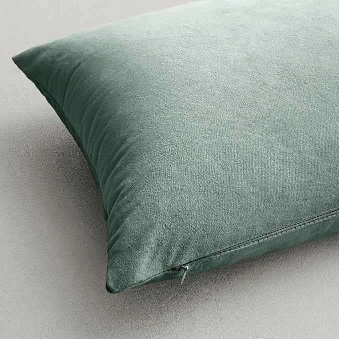 MIULEE Velvet Throw Pillow Covers 20x20 inch, Pack of 2 - Blue Grey, Soft Solid Decorative Pillow Covers Cushion Cases Modern Luxury Home Decor for Spring Couch Sofa Bedroom Livingroom