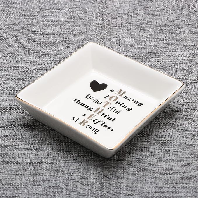 JoycuFF Birthday Gifts for Mom Ring Trinket Dish Tray Jewelry Ring Holder Mother's Day Thanksgiving Day Christmas Gifts for Mom Mama from Daughter or Son