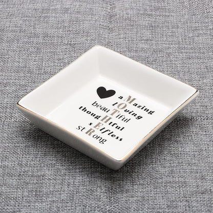 JoycuFF Birthday Gifts for Mom Ring Trinket Dish Tray Jewelry Ring Holder Mother's Day Thanksgiving Day Christmas Gifts for Mom Mama from Daughter or Son