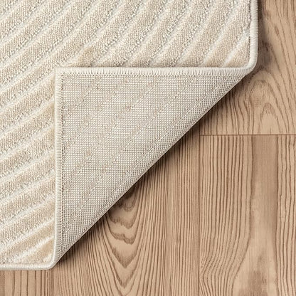 Abani Neutral Beige Area Rug 9' x 12' for Living Room, Bedroom - Zen Reiki Circles Pattern - Durable & Easy to Clean