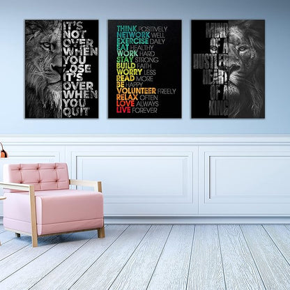 Motivational Canvas Painting Wall Art Execution Grind Hustle Inspirational Wall Art Success Entrepreneur Poster Positive Quotes Wall Poster Framed for Home Office Wall Decor[60''Wx 28''H]