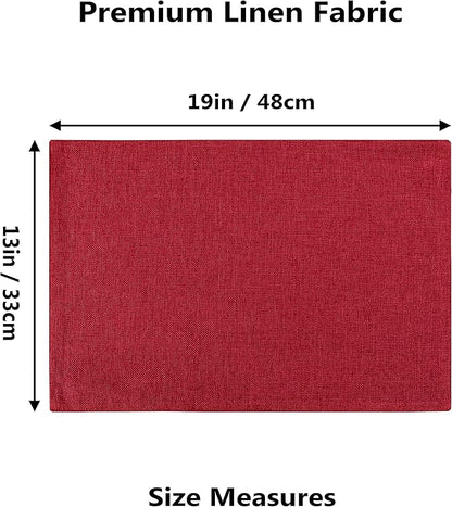 Home Brilliant Placemats Set of 6 Red Place Mats Decoration Heat Resistant Dining Table Place Mats Machine Washable Valentine's Day Kitchen Table Mats, 13x19 inch, Burgundy