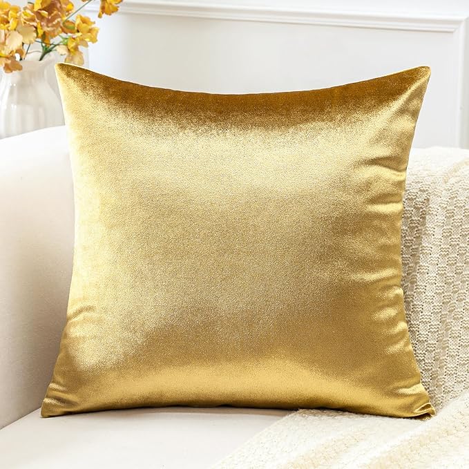 Artscope Luxury Velvet Pillow Covers Super Soft Decorative Rectangle Throw Pillow Covers Case Cushion Covers for Sofa Couch Bedroom Car Decor 24x24 Inch Shimmery Gold