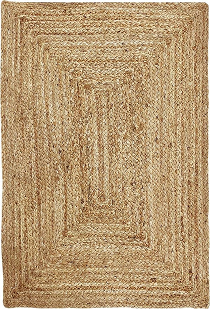 Hausattire Hand Woven Jute Braided Rug, 2'x3' – Natural, Reversible Boho Entry Area Rugs for Kitchen, Living Room I Farmhouse Indoor Outdoor Decorative Floor Rug, 24x36 Inches