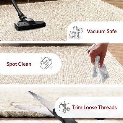 nuLOOM Oval 6x9 Rigo Jute Hand Woven Area Rug, Off White, Solid Farmhouse Design, Natural Fiber, For Bedroom, Living Room, Dining Room, Hallway, Office, Kitchen, Entryway