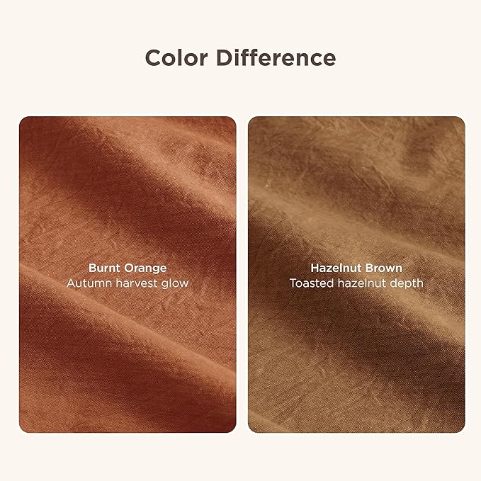 Bedsure 100% Washed Cotton Duvet Cover King Size - Burnt Orange Minimalist Cotton Duvet Cover Linen Like for All Seasons - GentleSoft™ Plain Simple Bedding (Burnt Orange, King, 104"x90")