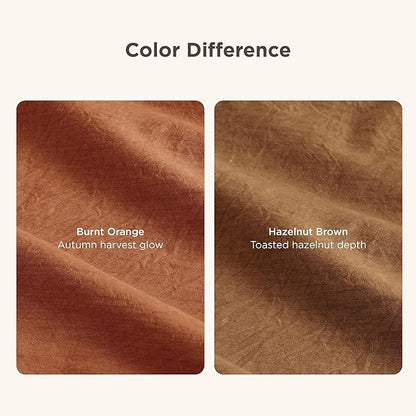 Bedsure 100% Washed Cotton Duvet Cover Queen Size - Burnt Orange Minimalist Cotton Duvet Cover Linen Like for All Seasons - GentleSoft™ Plain Simple Bedding (Burnt Orange, Queen, 90"x90")