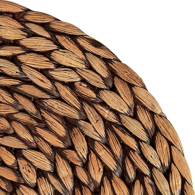 CENBOSS Woven Placemats (11.8" Set of 8, Brown Wash) Round Placemat, Wicker Place mats, Rattan Place mat, Plate Chargers
