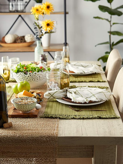 DII Variegated Tabletop Collection, Placemat Set3x19, Olive Green, 6 Piece