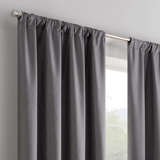 ECLIPSE Kendall Modern Blackout Thermal Rod Pocket Window Curtain for Bedroom or Living Room (1 Panel), 42" x 63", Charcoal