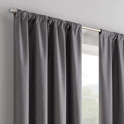 ECLIPSE Kendall Modern Blackout Thermal Rod Pocket Window Curtain for Bedroom or Living Room (1 Panel), 42" x 63", Charcoal