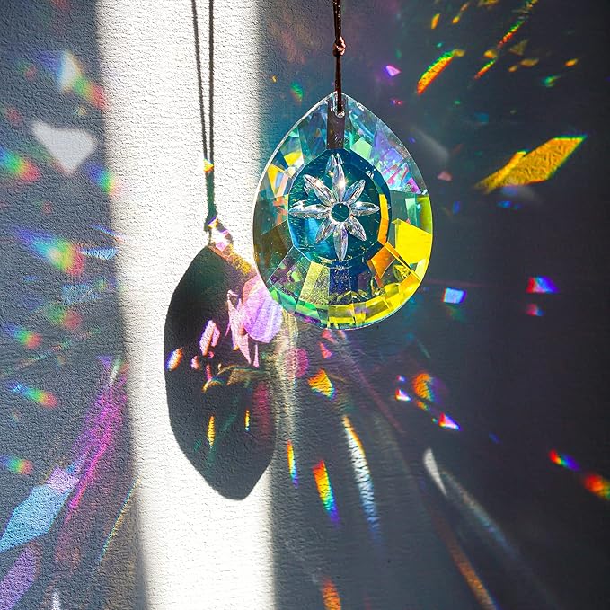 H&D HYALINE & DORA Crystal Rainbow Sun Catcher Hang for Window Glass Drop Pendant Lamp Chandelier Lamp Prisms, 76mm