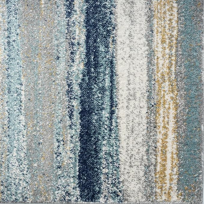 LUXE WEAVERS Rug Modern Area Rug Stain Resistant, Yellow and Blue/Size 2x7
