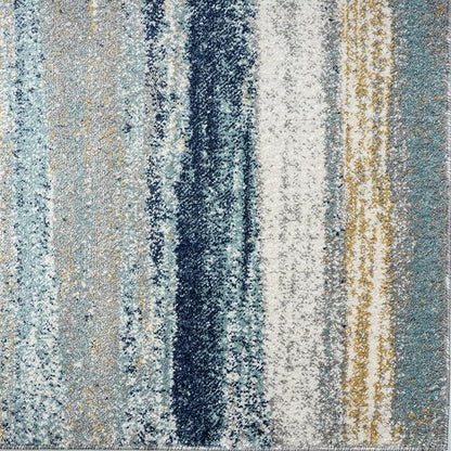 LUXE WEAVERS Rug Modern Area Rug Stain Resistant, Yellow and Blue/Size 2x7