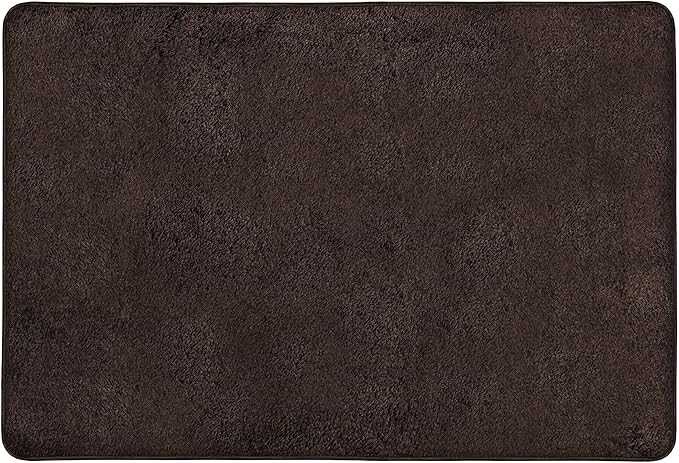 PURE ERA Carpet Stair Tread Landing Mat Area Rug Ultra Plush Shag Soft Non Slip Skid Resistant Tape Free Indoor Doormat Washable Reusable Dark Brown 2' X 3'