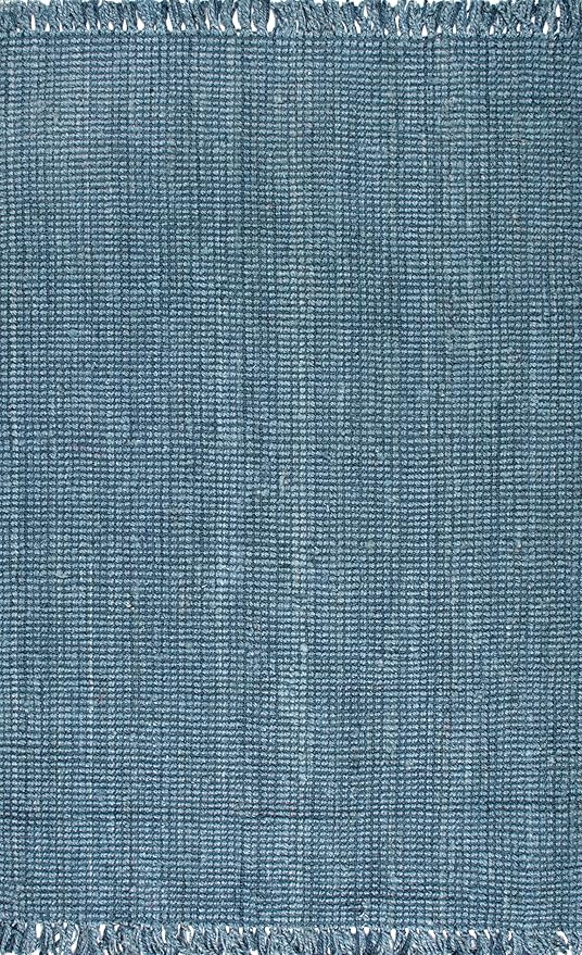 Nuloom Daniela Blue, 6' x 9', Handmade, Jute, Tassel, Soft and Textured, High Traffic, Stain Resistant, Easy Clean, Durable Area Rug for Bedroom, Living Room, Dining Space, Foyer, Entryway