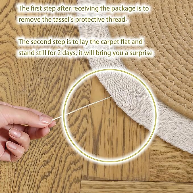 Cotton Rope Area Rug for Cats, Cat Scratching Rug, Washable Round Vintage Reversible Woven Tassel Rug, Soft and Stylish Home Accent, Easy Clean, Multiple Sizes (Gray, 18" (45cm))