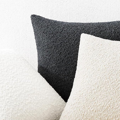Mixhug Decorative Boucle Throw Pillow Covers, White, 20 x 20 Inches, Pack of 2 - Textured Boho Pillow Covers for Couch and Bed