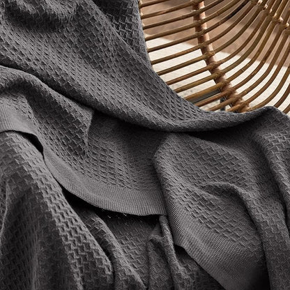 Bedsure Gentlesoft 100% Cotton Large Blanket Oversized King for Bed - Breathable Thick Waffle Weave Blanket for Summer, Couch Cover, Dark Grey, 120x94 inches