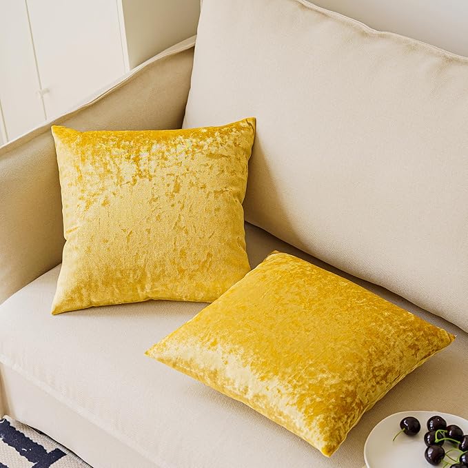 NiNi ALL Decorative Throw Pillow Covers Velvet 28x28 Inch Pack of 2 Gold Cushion Covers Soft for Couch Sofa Bedroom Living Room Outdoor